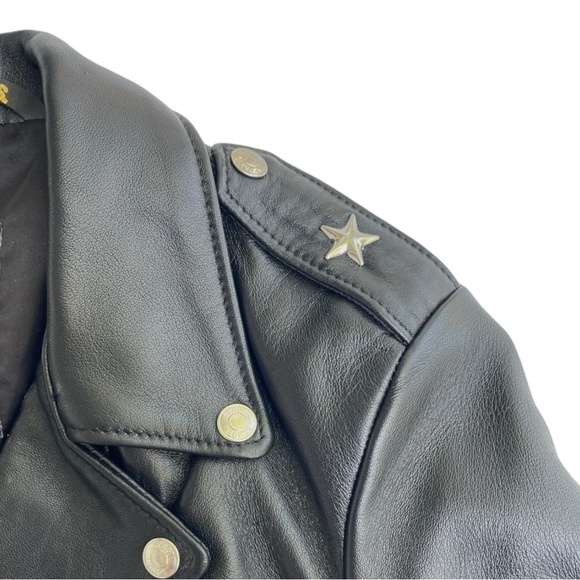 SCHOTT NYC Womens M Leather 1 Star Perfecto Moto Jacket Cropped Biker Belted NWT - Picture 12 of 16